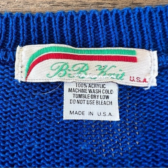 Vintage B.B. Knit Nautical Sailor Knit Skirt Set Medium Red White Blue USA Made - Picture 8 of 9